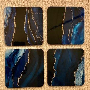 Blue and gold agate pattern coasters